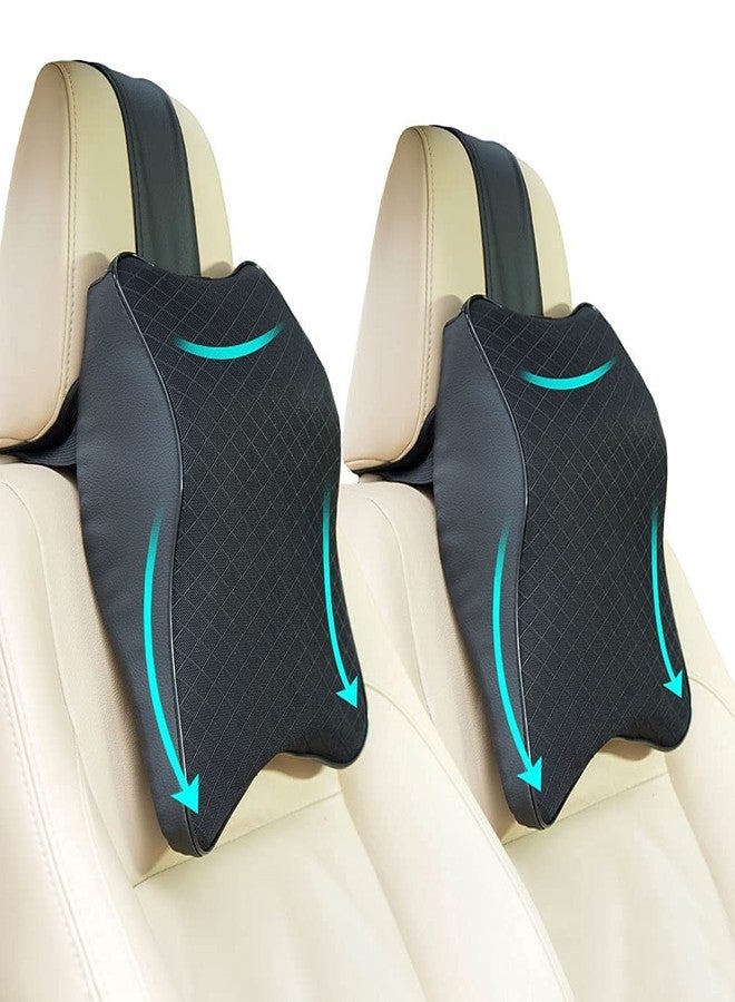 WOLBLIX Car Seat Headrest Neck Rest Cushion - Ergonomic Car Neck Pillow Durable 100% Pure Memory Foam Car seat Neck Support - Comfty Car Seat Back Pillows for Neck/Back Pain Relief (Black) (2) - Image 1